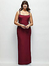 Alt View 1 Thumbnail - Burgundy Corset Midriff Crepe Column Maxi Dress