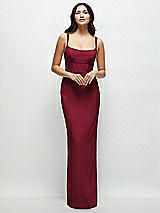 Front View Thumbnail - Burgundy Corset Midriff Crepe Column Maxi Dress