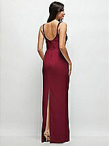 Rear View Thumbnail - Burgundy Corset Midriff Crepe Column Maxi Dress