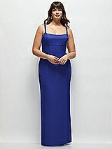 Alt View 1 Thumbnail - Cobalt Blue Corset Midriff Crepe Column Maxi Dress