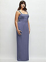 Alt View 2 Thumbnail - French Blue Corset Midriff Crepe Column Maxi Dress