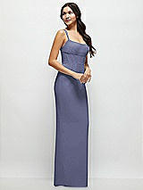 Side View Thumbnail - French Blue Corset Midriff Crepe Column Maxi Dress