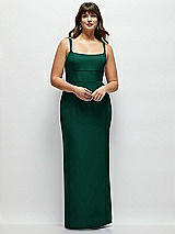 Alt View 1 Thumbnail - Hunter Green Corset Midriff Crepe Column Maxi Dress