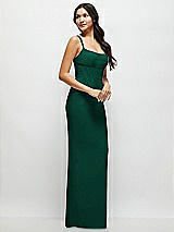 Side View Thumbnail - Hunter Green Corset Midriff Crepe Column Maxi Dress