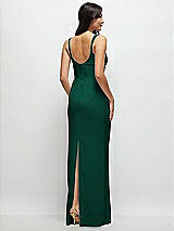 Rear View Thumbnail - Hunter Green Corset Midriff Crepe Column Maxi Dress