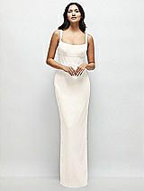 Front View Thumbnail - Ivory Corset Midriff Crepe Column Maxi Dress