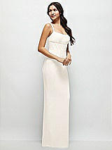 Side View Thumbnail - Ivory Corset Midriff Crepe Column Maxi Dress