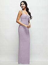 Side View Thumbnail - Lilac Haze Corset Midriff Crepe Column Maxi Dress