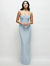 Front View Thumbnail - Mist Corset Midriff Crepe Column Maxi Dress