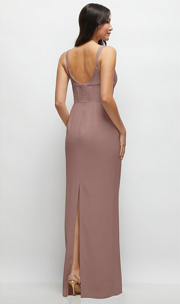 Back View - Sienna Corset Midriff Crepe Column Maxi Dress