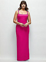 Alt View 1 Thumbnail - Think Pink Corset Midriff Crepe Column Maxi Dress