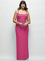 Alt View 1 Thumbnail - Tea Rose Corset Midriff Crepe Column Maxi Dress