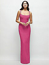 Front View Thumbnail - Tea Rose Corset Midriff Crepe Column Maxi Dress