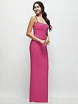 Side View Thumbnail - Tea Rose Corset Midriff Crepe Column Maxi Dress