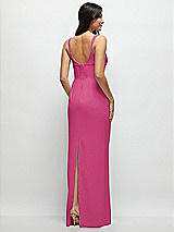 Rear View Thumbnail - Tea Rose Corset Midriff Crepe Column Maxi Dress