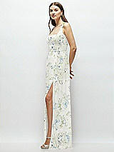 Side View Thumbnail - Bleu Garden Square Neck Chiffon Maxi Dress with Circle Skirt