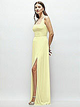 Side View Thumbnail - Butter Yellow Square Neck Chiffon Maxi Dress with Circle Skirt