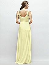 Rear View Thumbnail - Butter Yellow Square Neck Chiffon Maxi Dress with Circle Skirt