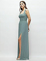 Side View Thumbnail - Icelandic Square Neck Chiffon Maxi Dress with Circle Skirt