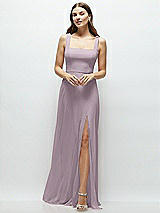 Front View Thumbnail - Lilac Dusk Square Neck Chiffon Maxi Dress with Circle Skirt