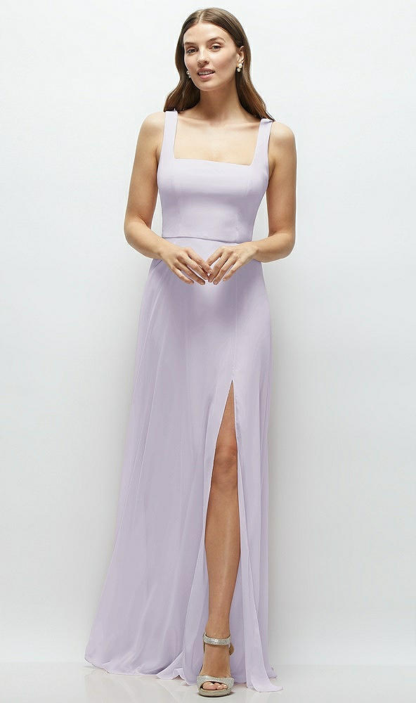 Front View - Moondance Square Neck Chiffon Maxi Dress with Circle Skirt