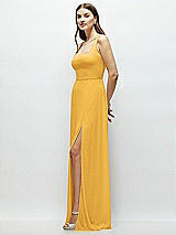 Side View Thumbnail - NYC Yellow Square Neck Chiffon Maxi Dress with Circle Skirt