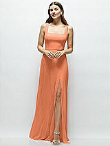 Front View Thumbnail - Sweet Melon Square Neck Chiffon Maxi Dress with Circle Skirt