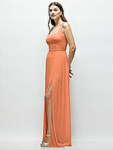 Side View Thumbnail - Sweet Melon Square Neck Chiffon Maxi Dress with Circle Skirt