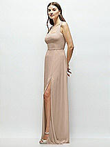 Side View Thumbnail - Topaz Square Neck Chiffon Maxi Dress with Circle Skirt