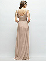 Rear View Thumbnail - Topaz Square Neck Chiffon Maxi Dress with Circle Skirt