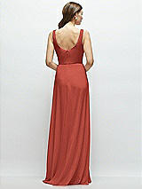 Rear View Thumbnail - Amber Sunset Square Neck Chiffon Maxi Dress with Circle Skirt