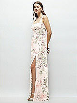 Side View Thumbnail - Blush Garden Square Neck Chiffon Maxi Dress with Circle Skirt