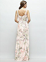 Rear View Thumbnail - Blush Garden Square Neck Chiffon Maxi Dress with Circle Skirt