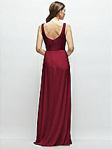 Rear View Thumbnail - Burgundy Square Neck Chiffon Maxi Dress with Circle Skirt