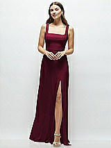 Front View Thumbnail - Cabernet Square Neck Chiffon Maxi Dress with Circle Skirt