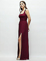 Side View Thumbnail - Cabernet Square Neck Chiffon Maxi Dress with Circle Skirt