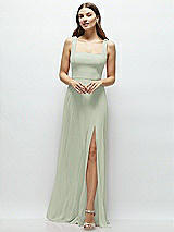 Front View Thumbnail - Celadon Square Neck Chiffon Maxi Dress with Circle Skirt