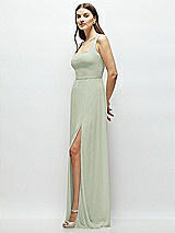 Side View Thumbnail - Celadon Square Neck Chiffon Maxi Dress with Circle Skirt