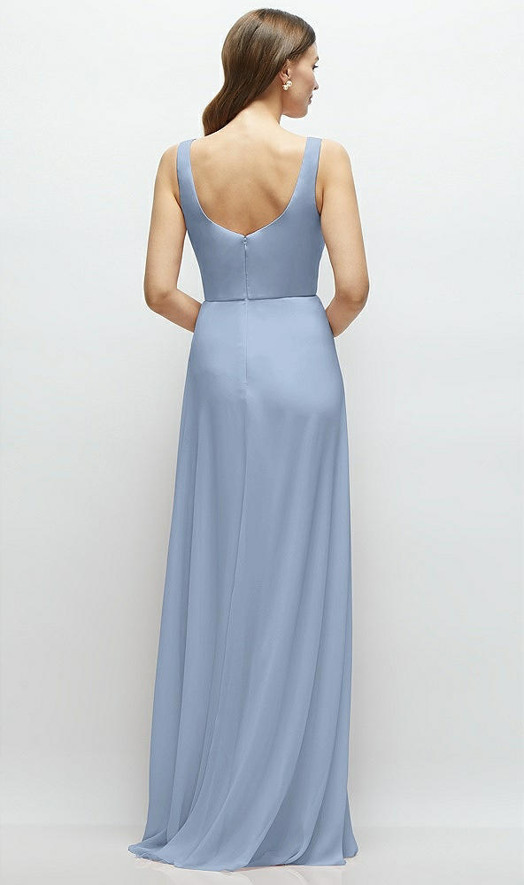 Back View - Cloudy Square Neck Chiffon Maxi Dress with Circle Skirt