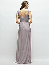 Rear View Thumbnail - Cashmere Gray Square Neck Chiffon Maxi Dress with Circle Skirt