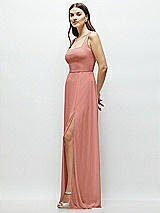 Side View Thumbnail - Desert Rose Square Neck Chiffon Maxi Dress with Circle Skirt