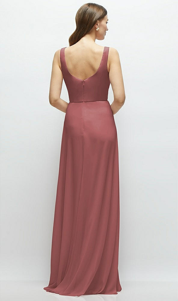 Back View - English Rose Square Neck Chiffon Maxi Dress with Circle Skirt