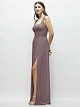 Side View Thumbnail - French Truffle Square Neck Chiffon Maxi Dress with Circle Skirt