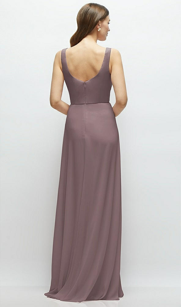 Back View - French Truffle Square Neck Chiffon Maxi Dress with Circle Skirt