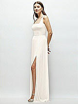 Side View Thumbnail - Ivory Square Neck Chiffon Maxi Dress with Circle Skirt