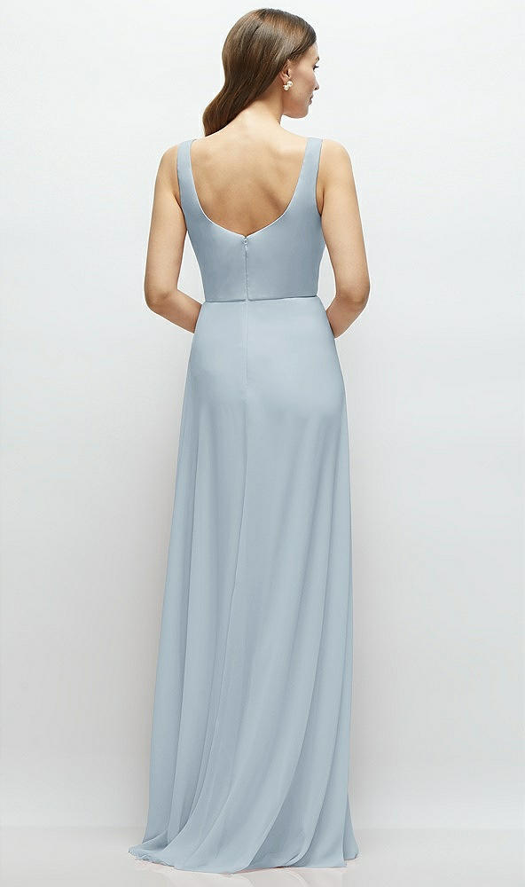 Back View - Mist Square Neck Chiffon Maxi Dress with Circle Skirt