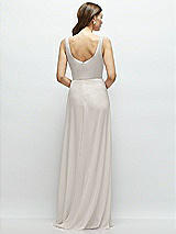 Rear View Thumbnail - Oyster Square Neck Chiffon Maxi Dress with Circle Skirt