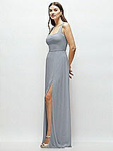 Side View Thumbnail - Platinum Square Neck Chiffon Maxi Dress with Circle Skirt