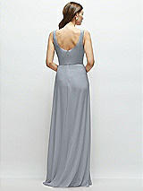 Rear View Thumbnail - Platinum Square Neck Chiffon Maxi Dress with Circle Skirt