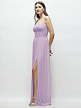 Side View Thumbnail - Pale Purple Square Neck Chiffon Maxi Dress with Circle Skirt